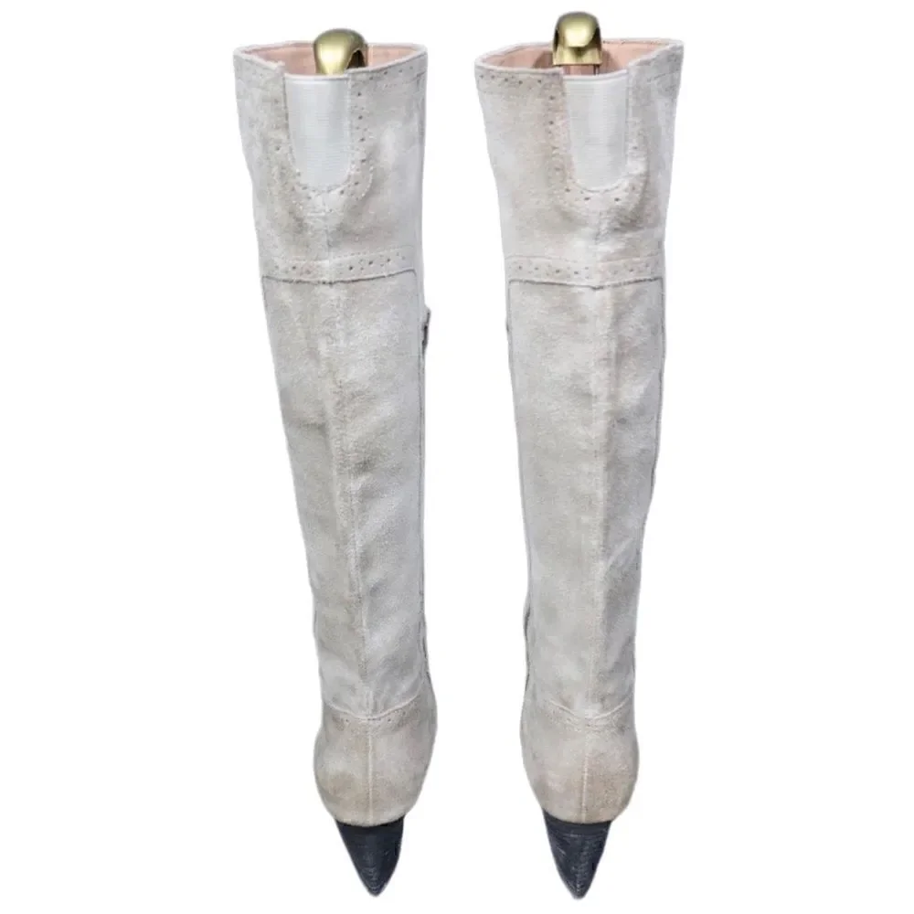 Jeffrey Campbell Torrent Gray Suede Knee Boots Sz 7